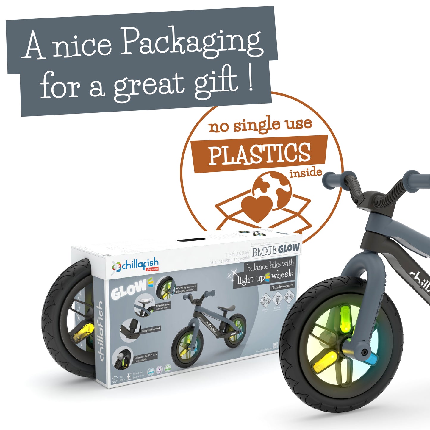 BMXie GLOW - balance bike with light-up 12" wheels