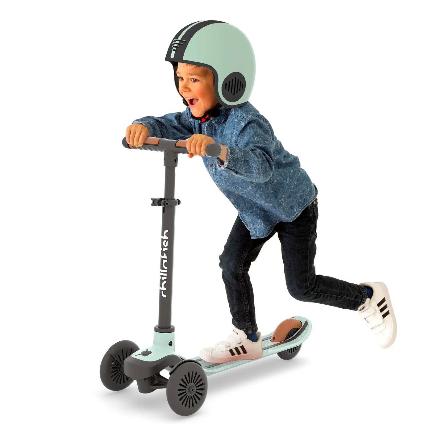 Scotti lean-to-steer scooter with integrated brake. CHILLAFISH - Play Longer