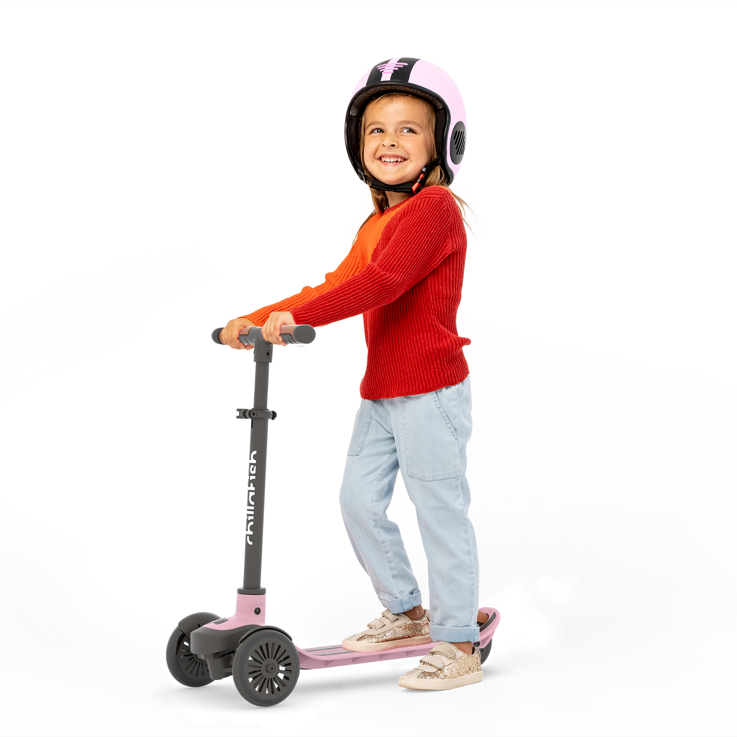 Trottinette 3 roues SCOTTI à incliner pour changer de direction, avec plateau antidérapant en forme de skateboard, frein arrière intégré, et guidon ajustable en hauteur, à partir de 3 ans