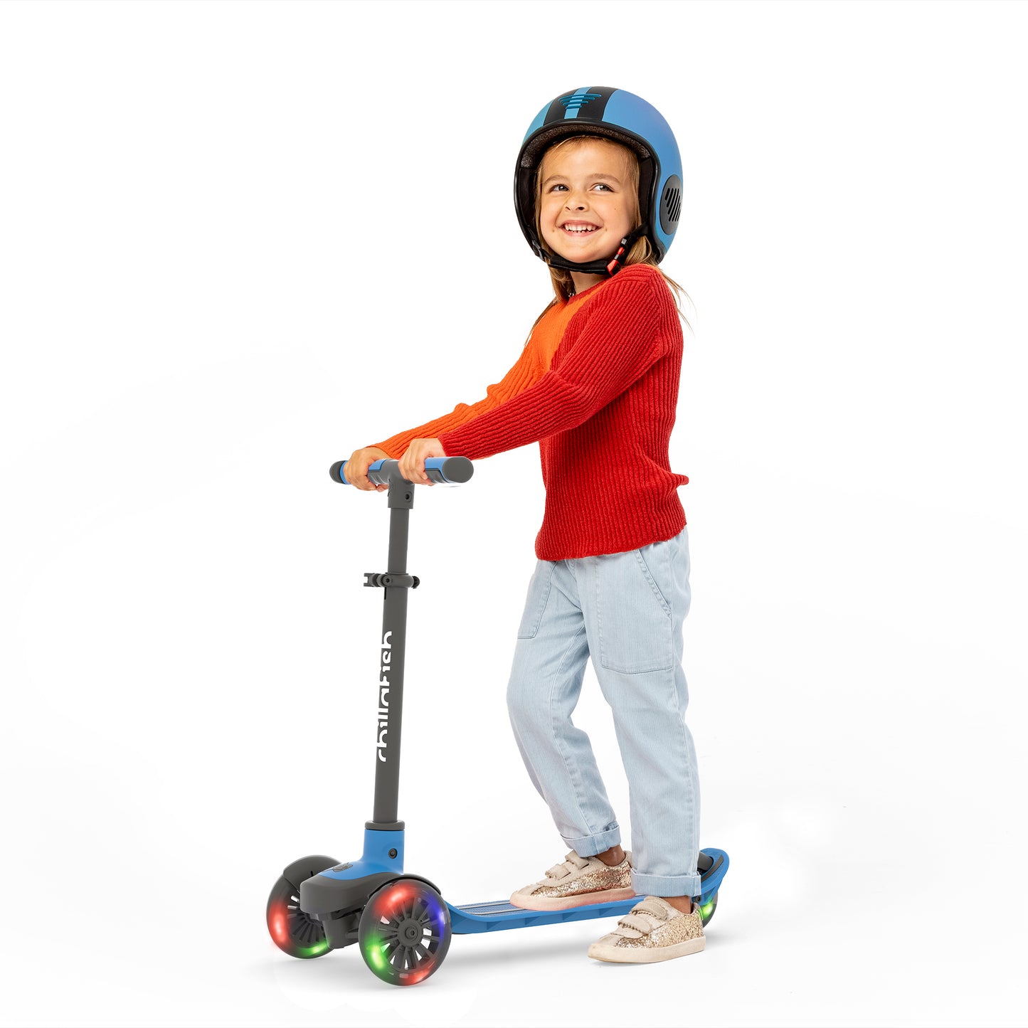 Scotti GLOW - 3-wheel lean-to-steer scooter with light-up wheels and twin-tip deck