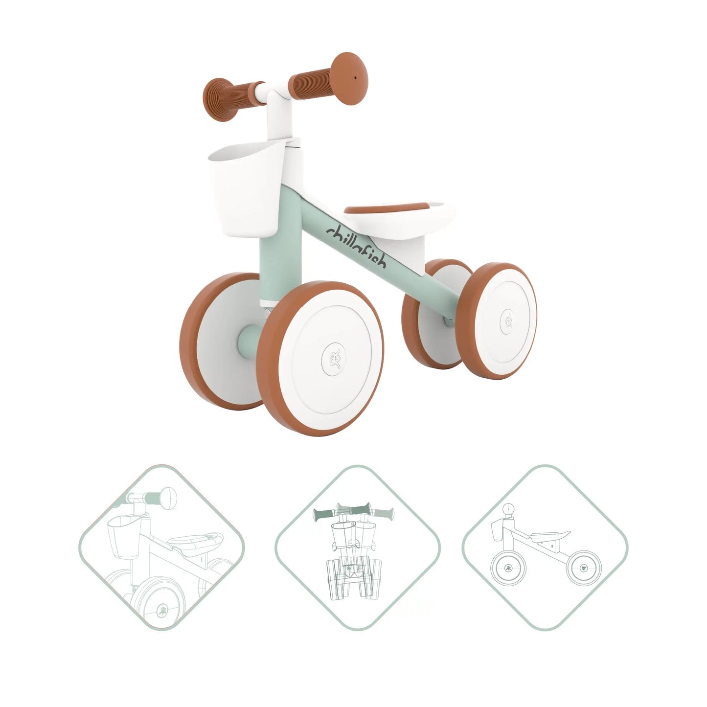 Quadi Racer 4-wheel balance ride on with storage basket