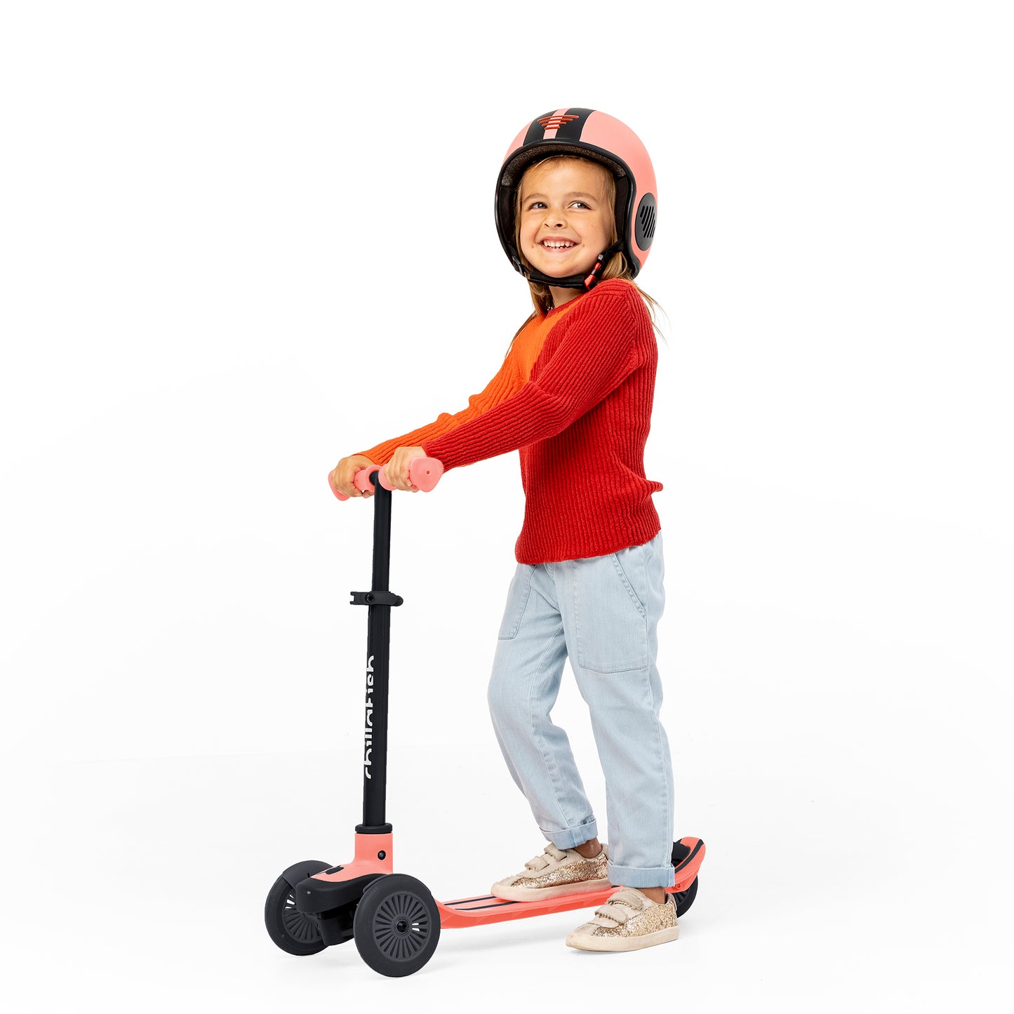Scotti lean-to-steer scooter with integrated brake.
