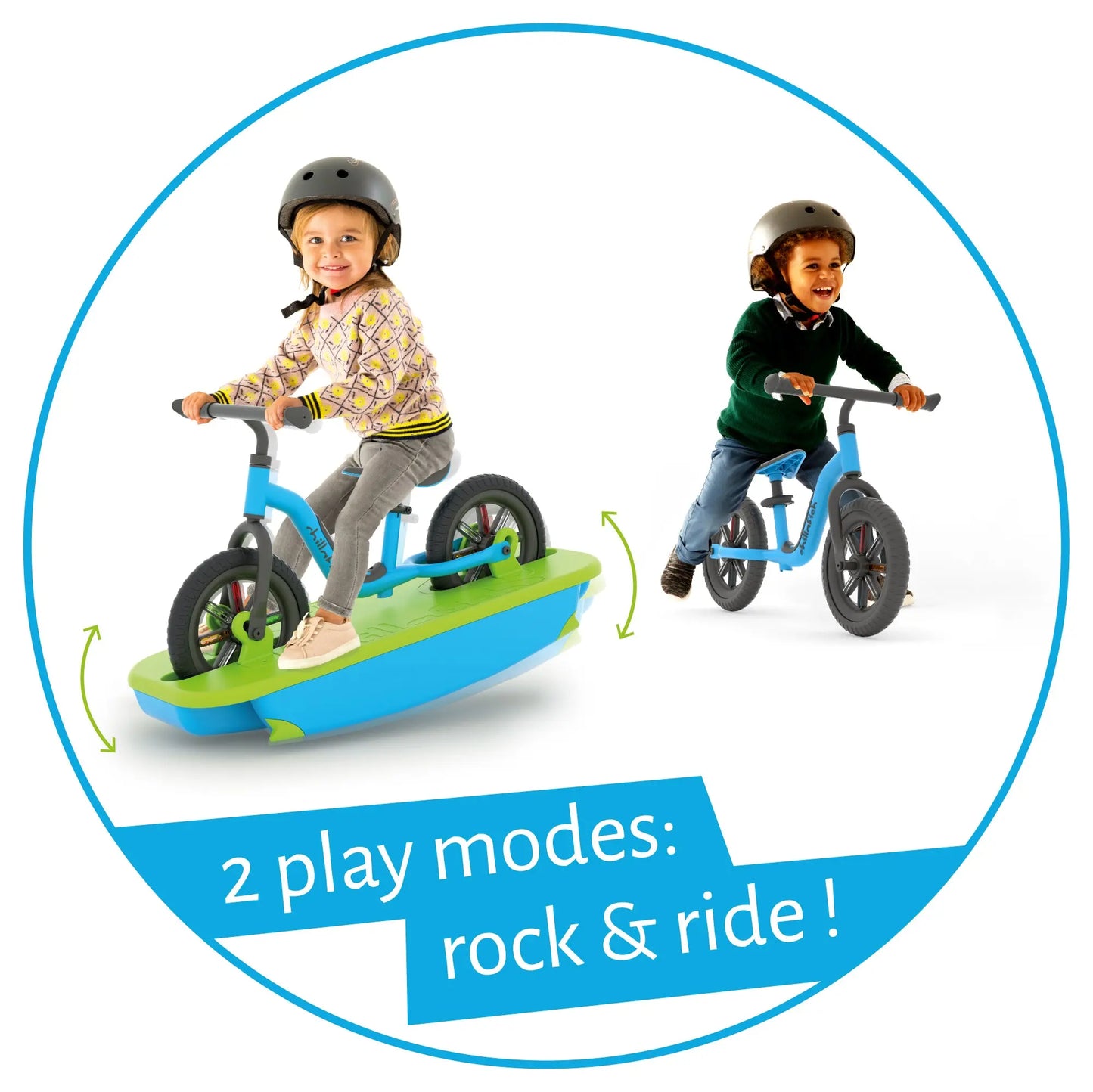 Buzzi & Rocki, 2-in-1 Ride-On Toy, Rocker Base + 10" No-Pedal Balance Bike, Stable Learn-to-Balance Set, Ages 1,5-4 Years