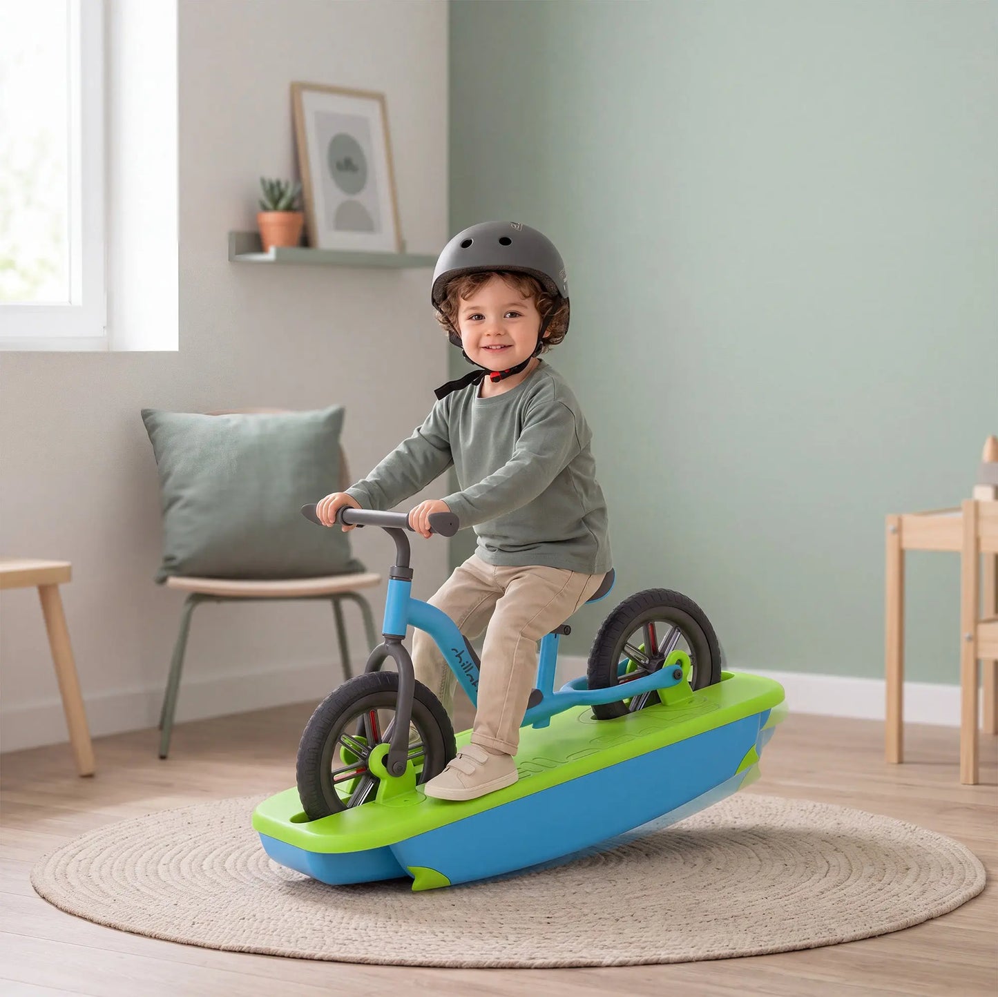 Buzzi & Rocki, 2-in-1 Ride-On Toy, Rocker Base + 10" No-Pedal Balance Bike, Stable Learn-to-Balance Set, Ages 1,5-4 Years