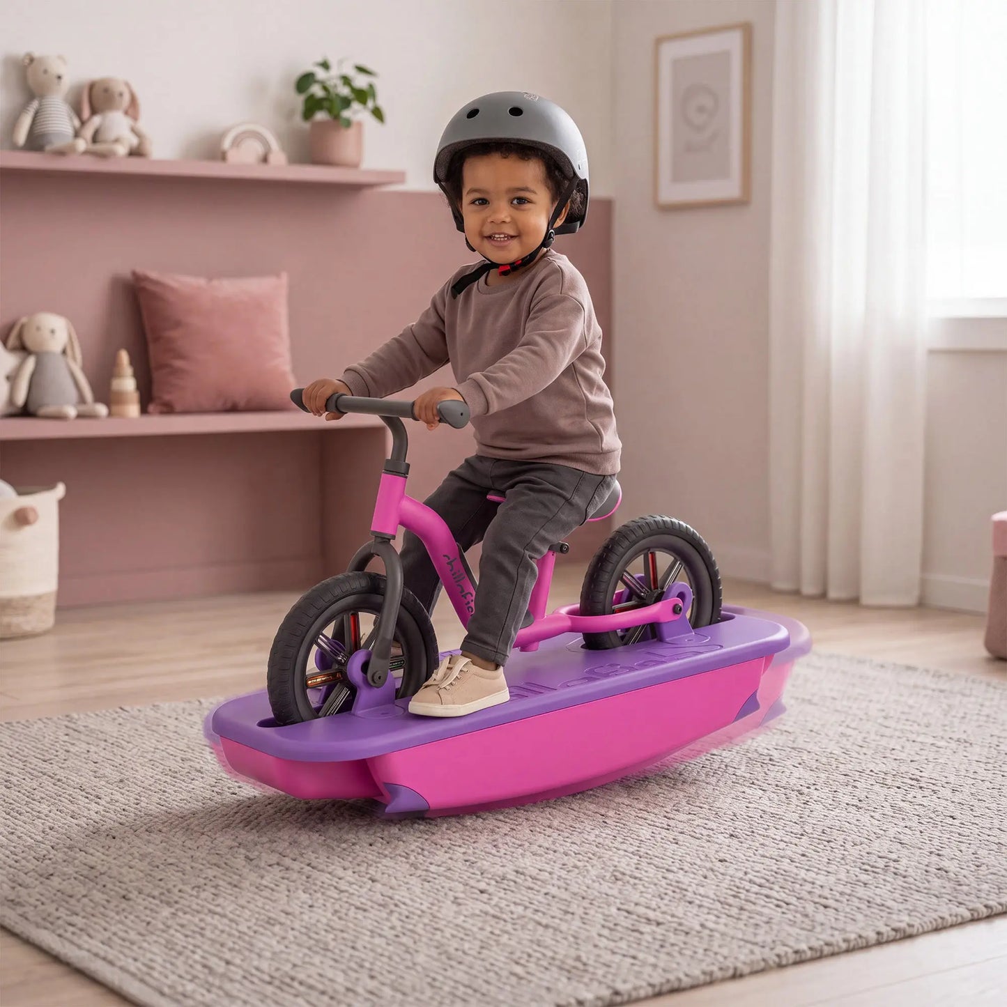 Buzzi & Rocki, 2-in-1 Ride-On Toy, Rocker Base + 10" No-Pedal Balance Bike, Stable Learn-to-Balance Set, Ages 1,5-4 Years