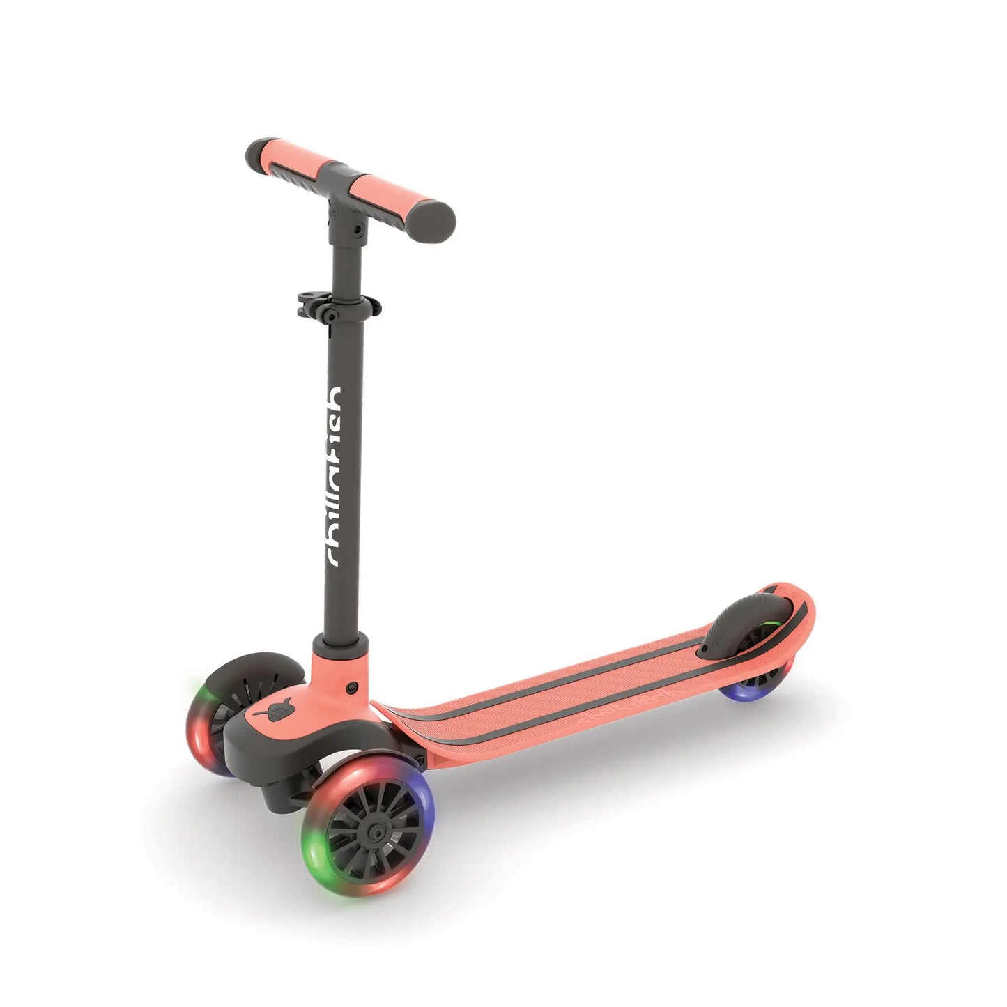 Scotti GLOW 3-wheel lean-to-steer scooter with light-up wheels and twin-tip deck