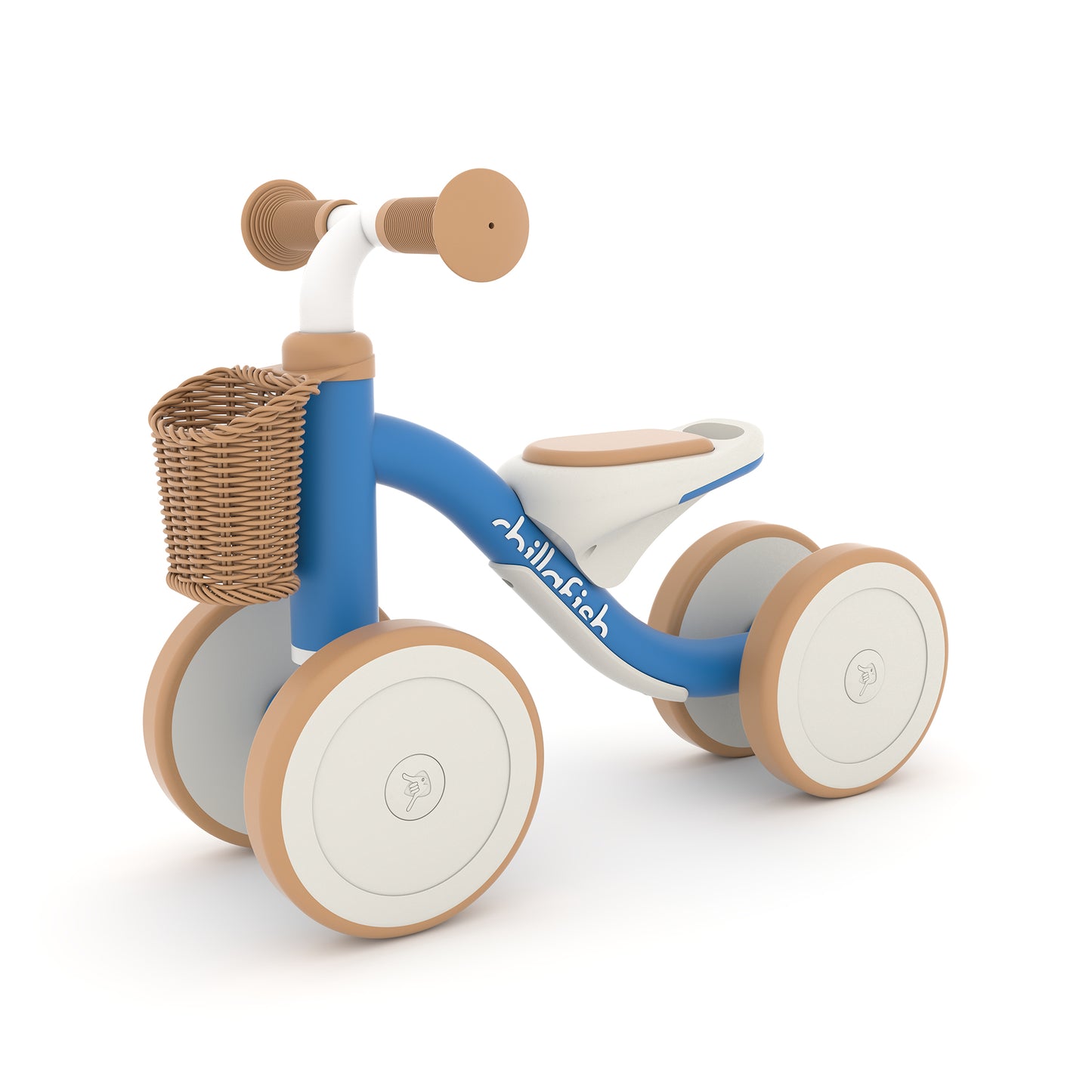 Chillafish Cruzi Ride-On – Stabiele vierwieler met geweven mand, stille wielen, voor kinderen van 1-3 jaar