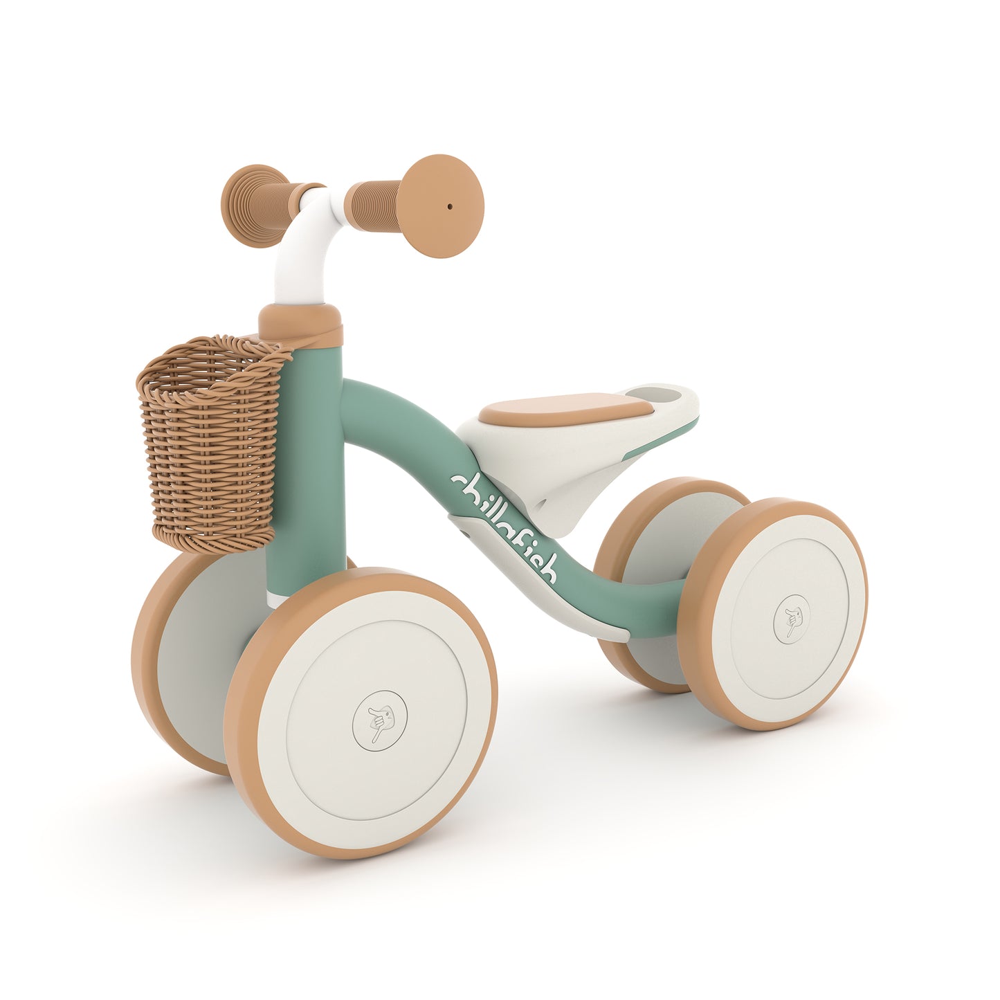 Chillafish Cruzi Ride-On – Stabiele vierwieler met geweven mand, stille wielen, voor kinderen van 1-3 jaar