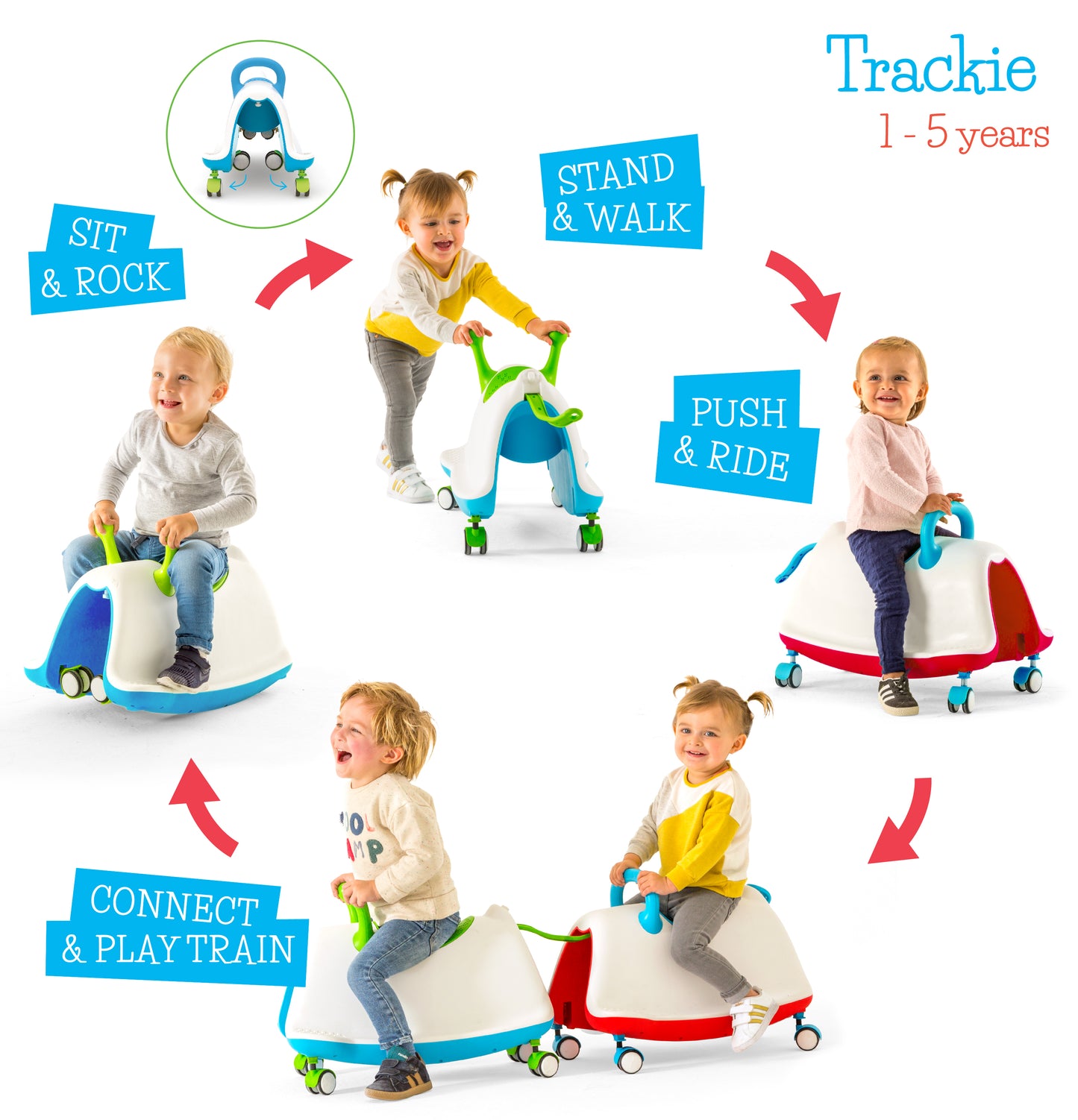 Trackie 4-in-1 rocker and riding toy
