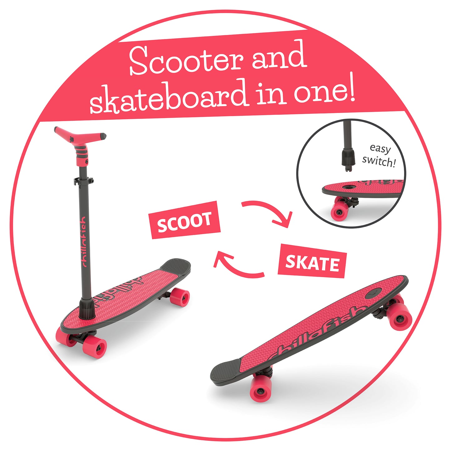 Skatieskootie - personaliseerbaar skateboard en scooter 2-in-1