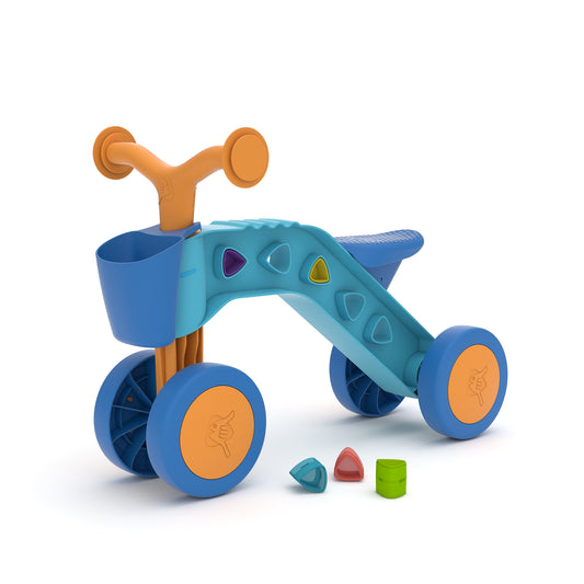ItsiBitsi-Blocks, Laufrad mit Aufbewahrungskorb und Spielblöcken, die in den Rahmen passen, personnalisier deinen Rahmen, für Kinder von 1 bis 3 Jahren