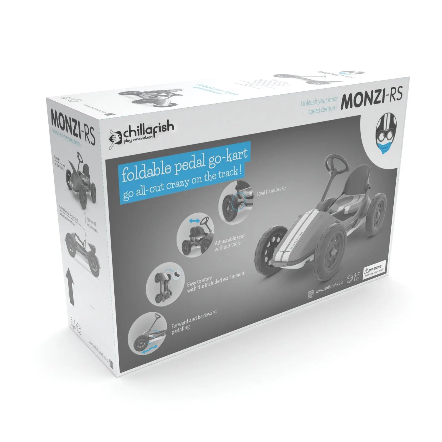 Buy Chillafish Monzi RS Foldable Go-Kart with Airless Ruber Skin Tires Blue at | Free Shipping $35+ in Canada Buy Chillafish Monzi RS Foldable Go-Kart with Airless Ruber Skin Tires Blue at | Free Shipping $35+ in Canada