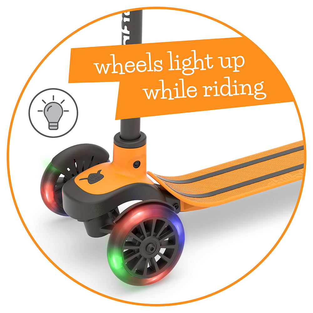 Scotti 3-wiel step met leun-om-te-sturen mechanisme, oplichtende wielen, twintip antislip deck en geïntegreerde rem, verstelbare stuurstang, comfortabele handgrepen, voor alle leeftijden vanaf 3 jaar.